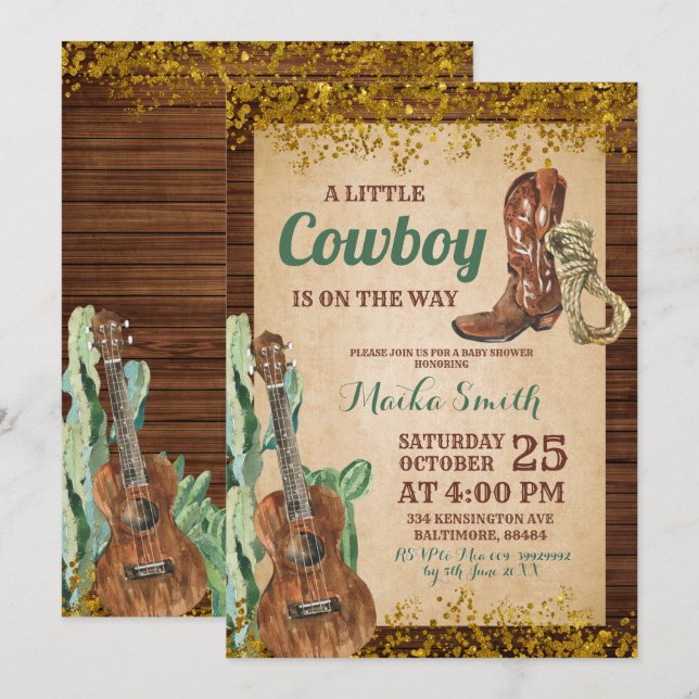 Western Rodeo Baby Shower Invitation (Front/Back)