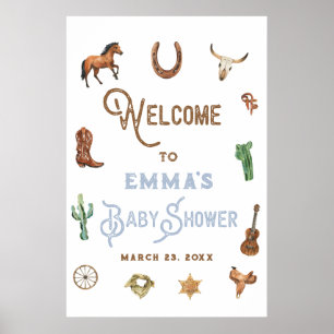 Western Rodeo Boy Baby Shower Welcome Sign