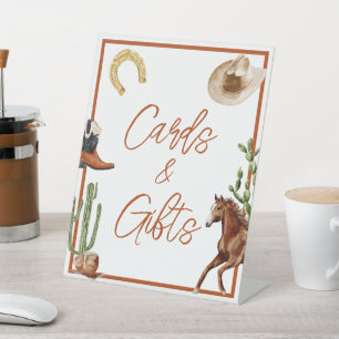 Western Rodeo Boy Cards & Gifts Pedestal Sign