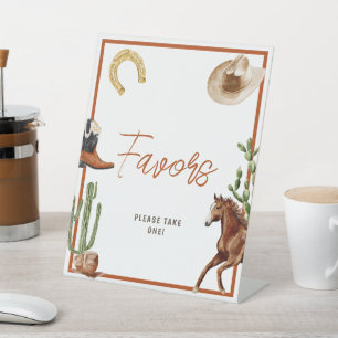 Western Rodeo Boy Shower Favours Pedestal Sign
