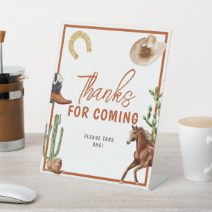 Western Rodeo Boy Thanks for Coming Pedestal Sign