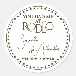 Western Rodeo Bridal Couples Wedding Shower Classic Round Sticker