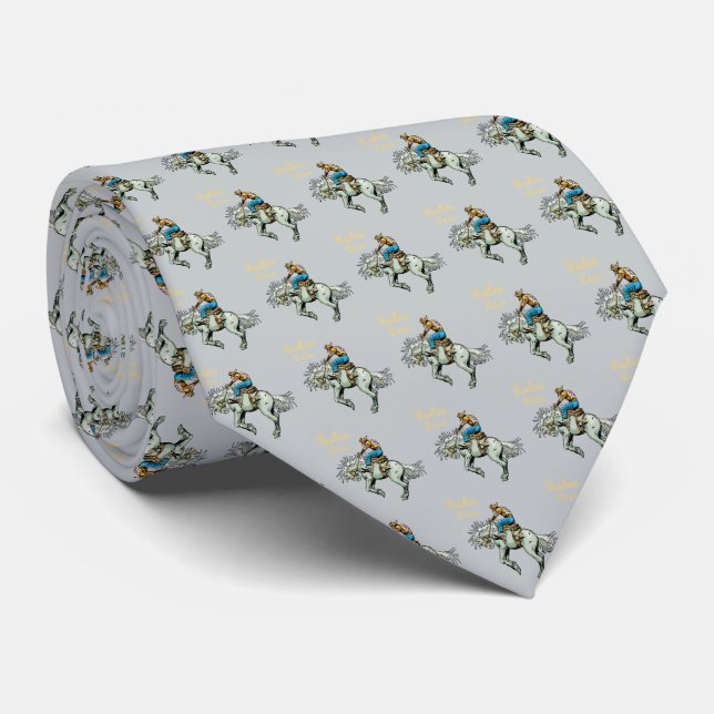 Western Rodeo Bronc Rider Mens Necktie (Rolled)