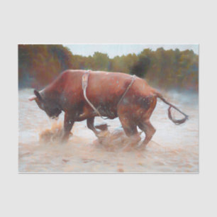 Western Rodeo Bull Country Rustic Tissue Paper