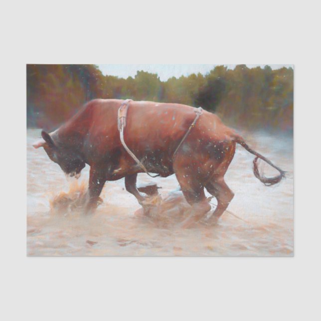 Western Rodeo Bull Country Rustic Tissue Paper (Front)