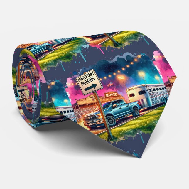 Western Rodeo Contestant Parking Truck Trailer 2 Tie (Rolled)