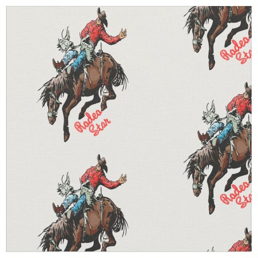 Western Rodeo Cowboy Bareback Bronc Horse Rider Fabric | Zazzle.co.uk