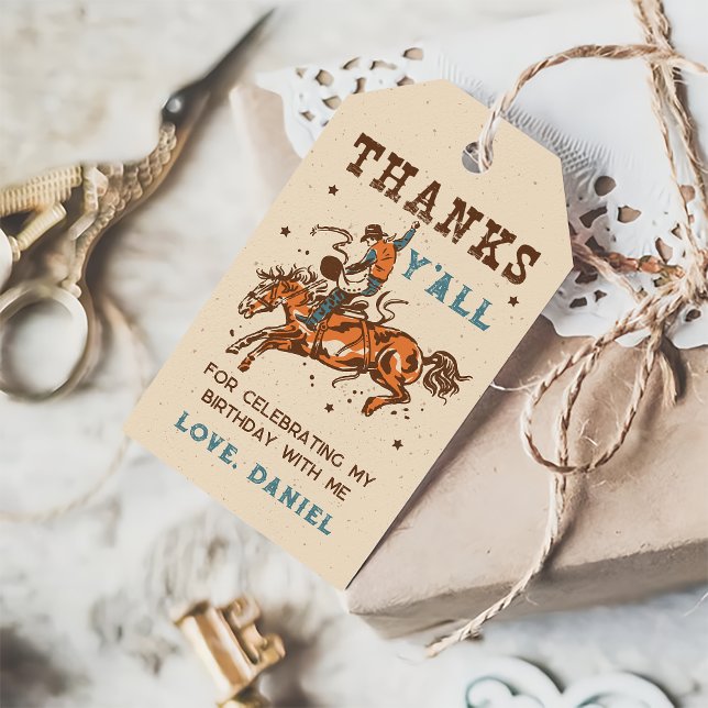 Western Rodeo Cowboy Birthday Gift Tag (Creator Uploaded)