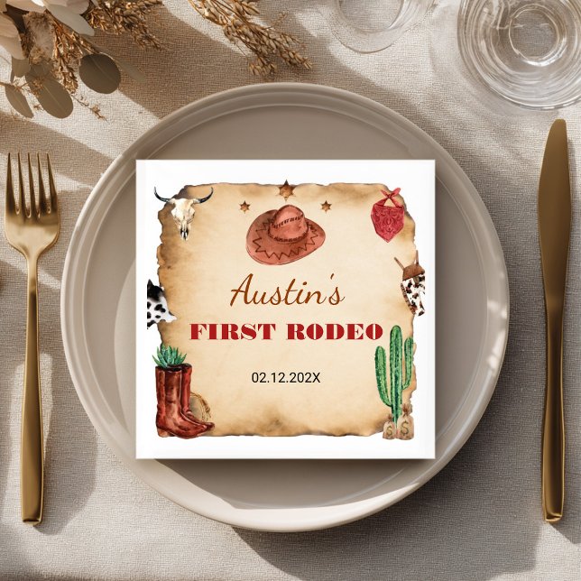 Western Rodeo Cowboy Birthday Napkin (Creator Uploaded)
