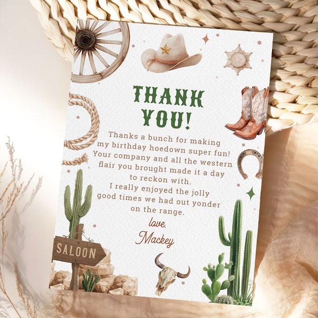 Western Rodeo Cowboy Birthday Thank You Card (Creator Uploaded)