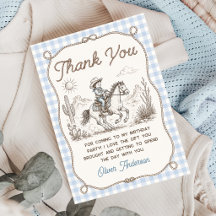 Western Rodeo Cowboy Birthday Thank You Card