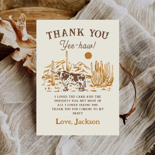 Western Rodeo Cowboy Birthday Thank You Card