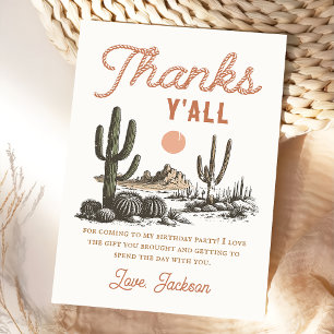 Western Rodeo Cowboy Birthday Thank You Card