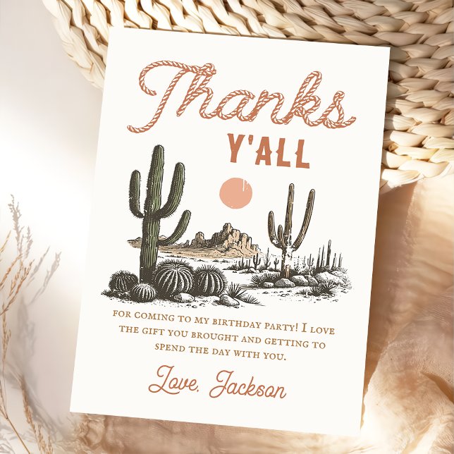 Western Rodeo Cowboy Birthday Thank You Card (Creator Uploaded)