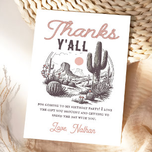 Western Rodeo Cowboy Birthday Thank You Card