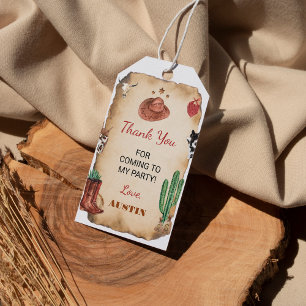 Western Rodeo Cowboy Birthday Thank You Tag