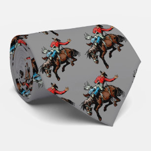 Western Rodeo Cowboy Bronc Rider Mens Necktie