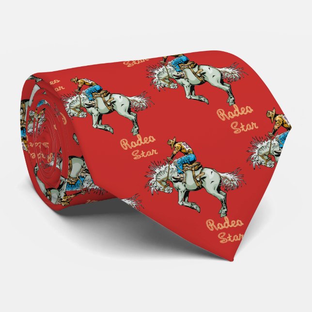 Western Rodeo Cowboy Bronc Rider Necktie (Rolled)