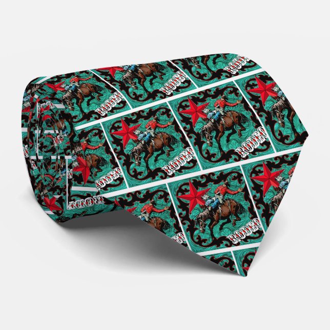 Western  Rodeo Cowboy Bronc Rider Necktie (Rolled)