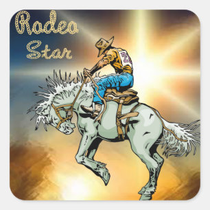Western Rodeo Cowboy Bronc Rider Stickers