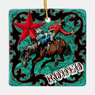 Western Rodeo Cowboy Bronc Riding Ornament