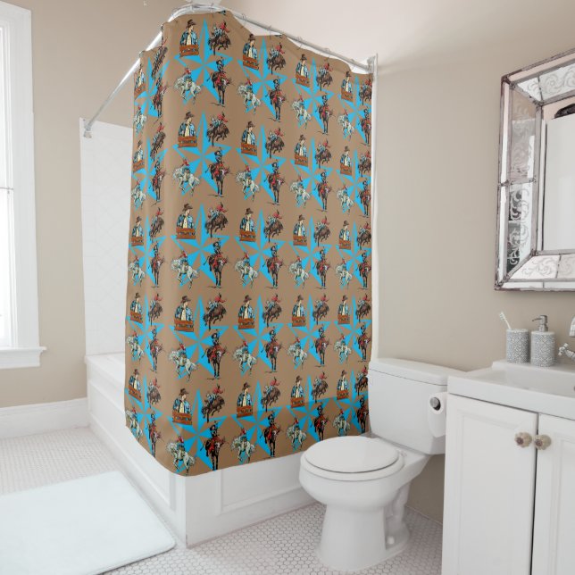 Western Rodeo Cowboy Bronc Riding Shower Curtain (In Situ)
