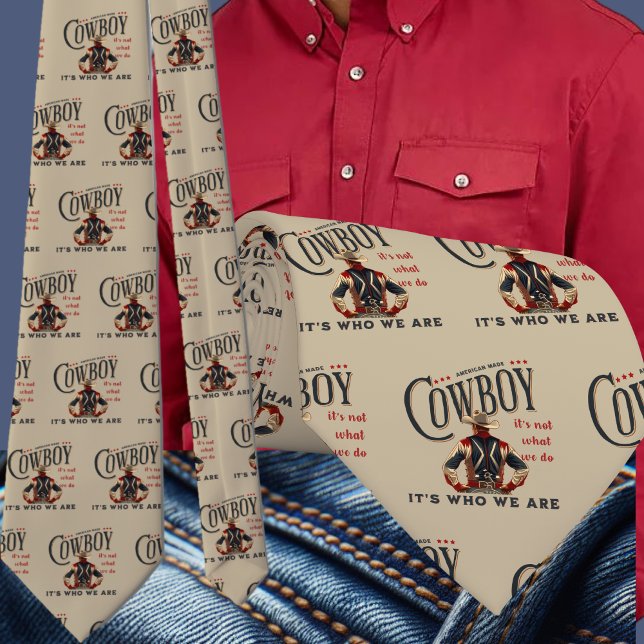Western Rodeo Cowboy Bucking Horse It's Who We Are Tie (Western Rodeo Cowboy Men's Necktie with Cowboy Quote)