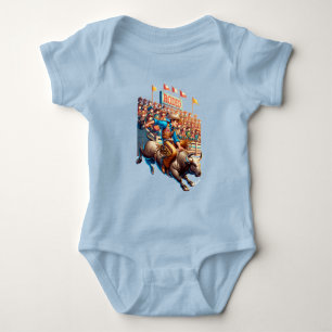 Western Rodeo Cowboy Bull Riding Custom Baby Bodysuit