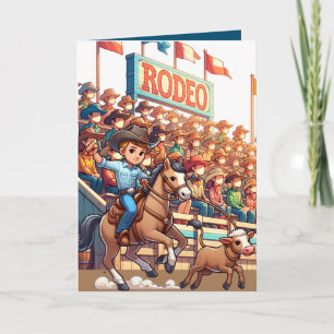 Western Rodeo Cowboy Calf Roping Custom Card