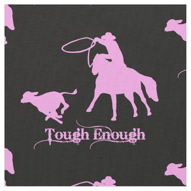Western Rodeo Cowboy Calf Roping Fabric (Close Up)