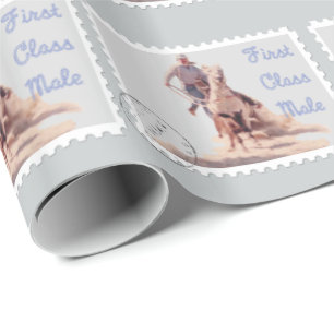 Western Rodeo Cowboy Calf Roping Gift Wrap Paper