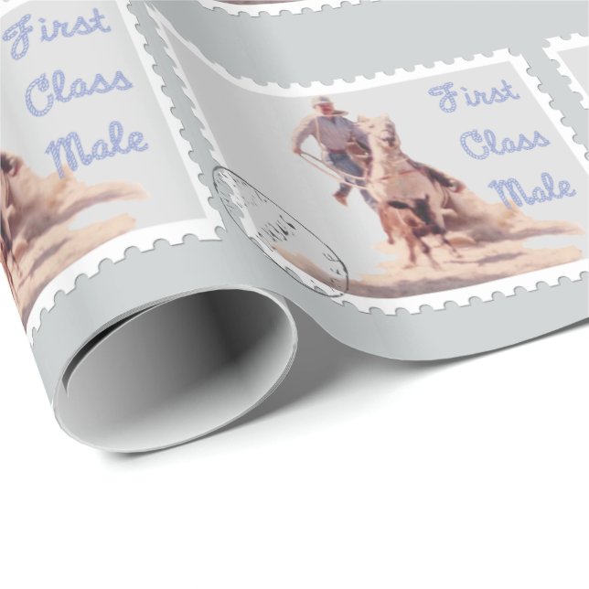 Western Rodeo Cowboy Calf Roping Gift Wrap Paper (Roll Corner)