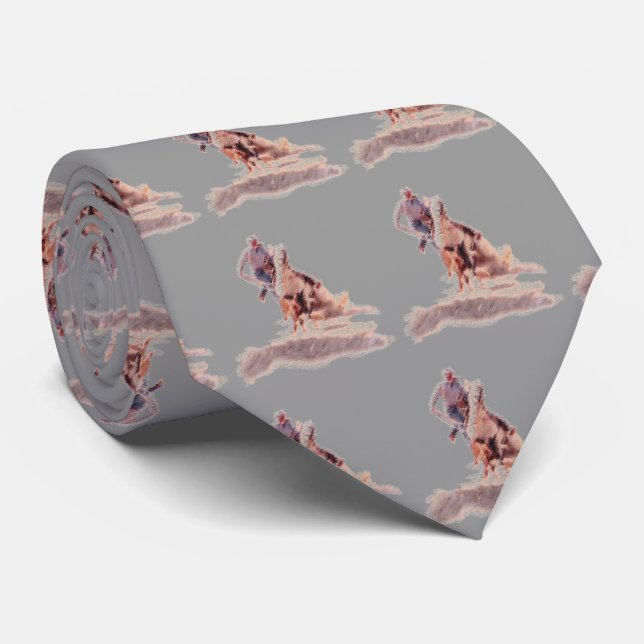 Western Rodeo Cowboy Calf Roping Necktie (Rolled)