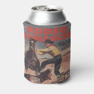 Western Rodeo Cowboy Calf Roping Rodeo Romance Can Cooler