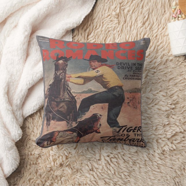 Western Rodeo Cowboy Calf Roping Rodeo Romance Cushion (Blanket)