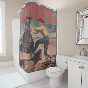 Western Rodeo Cowboy Calf Roping Rodeo Romance Shower Curtain
