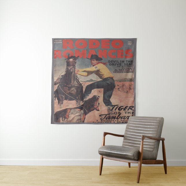 Western Rodeo Cowboy Calf Roping Rodeo Romance     Tapestry (In Situ)