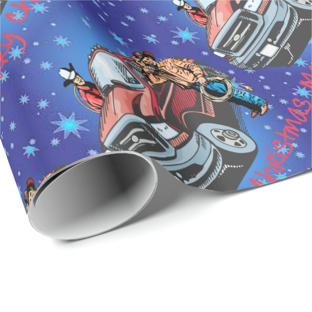 Western Rodeo Cowboy Christmas Gift Wrapping Paper (Roll Corner)