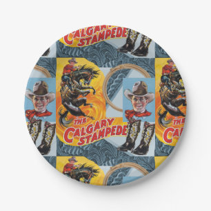 Western Rodeo Cowboy Collage Print Paper Plates