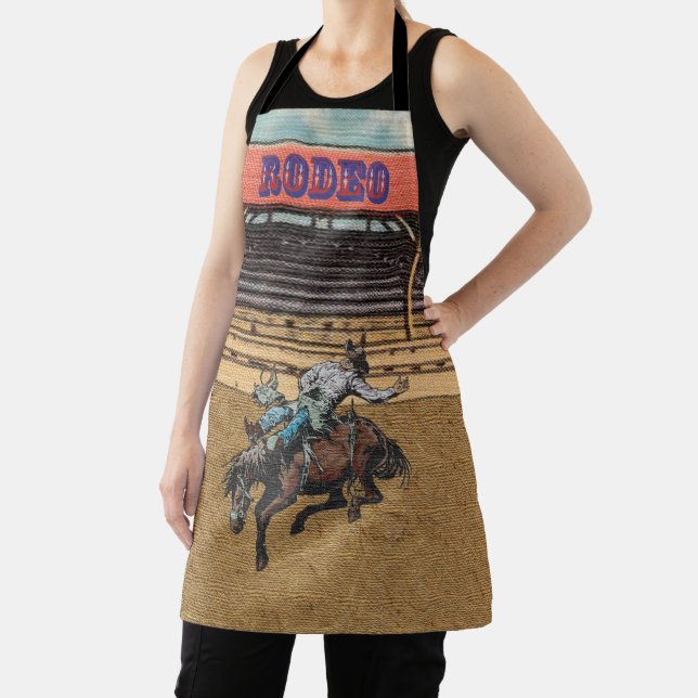 Western Rodeo Cowboy Cowgirl  Bronc Riding Apron (Insitu)