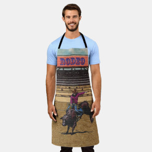Western Rodeo Cowboy Cowgirl Bull Riding Apron