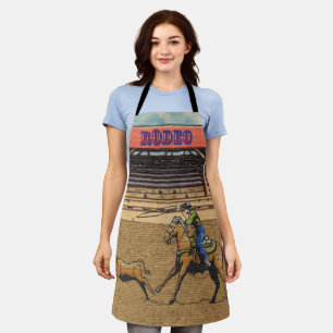 Western Rodeo Cowboy Cowgirl Calf Roping Apron