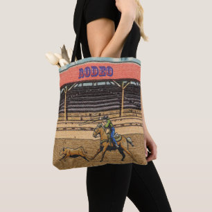 Western Rodeo Cowboy Cowgirl Calf Roping Tote Bag