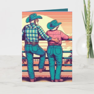 Western Rodeo Cowboy Cowgirl Custom Anniversary Card