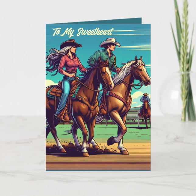 Western Rodeo Cowboy Cowgirl Custom Sweetheart Card (Front)