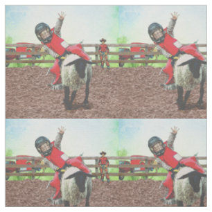 Western Rodeo Cowboy Cowgirl Mutton Busting Fabric