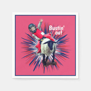 Western Rodeo Cowboy Cowgirl Mutton Busting Napkin