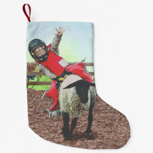 Western Rodeo Cowboy Cowgirl Mutton Busting Small Christmas Stocking