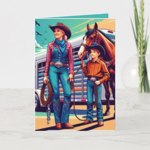 Western Rodeo Cowboy Cowgirl Personalised Birthday Card