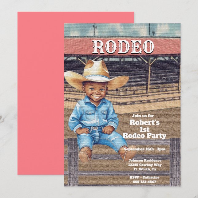 Western Rodeo Cowboy/Cowgirl Personalised Birthday Invitation (Front/Back)